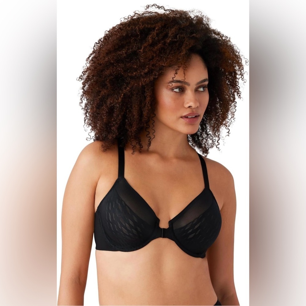 Wacoal Elevated Allure Front Close Underwire Bra Size 38DDD Black Lift 855436